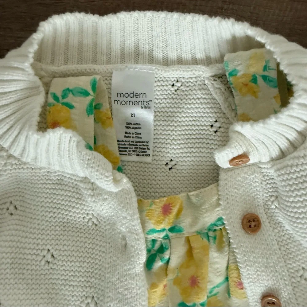 Floral and Yellow Kids Dress ,white kids sweater set